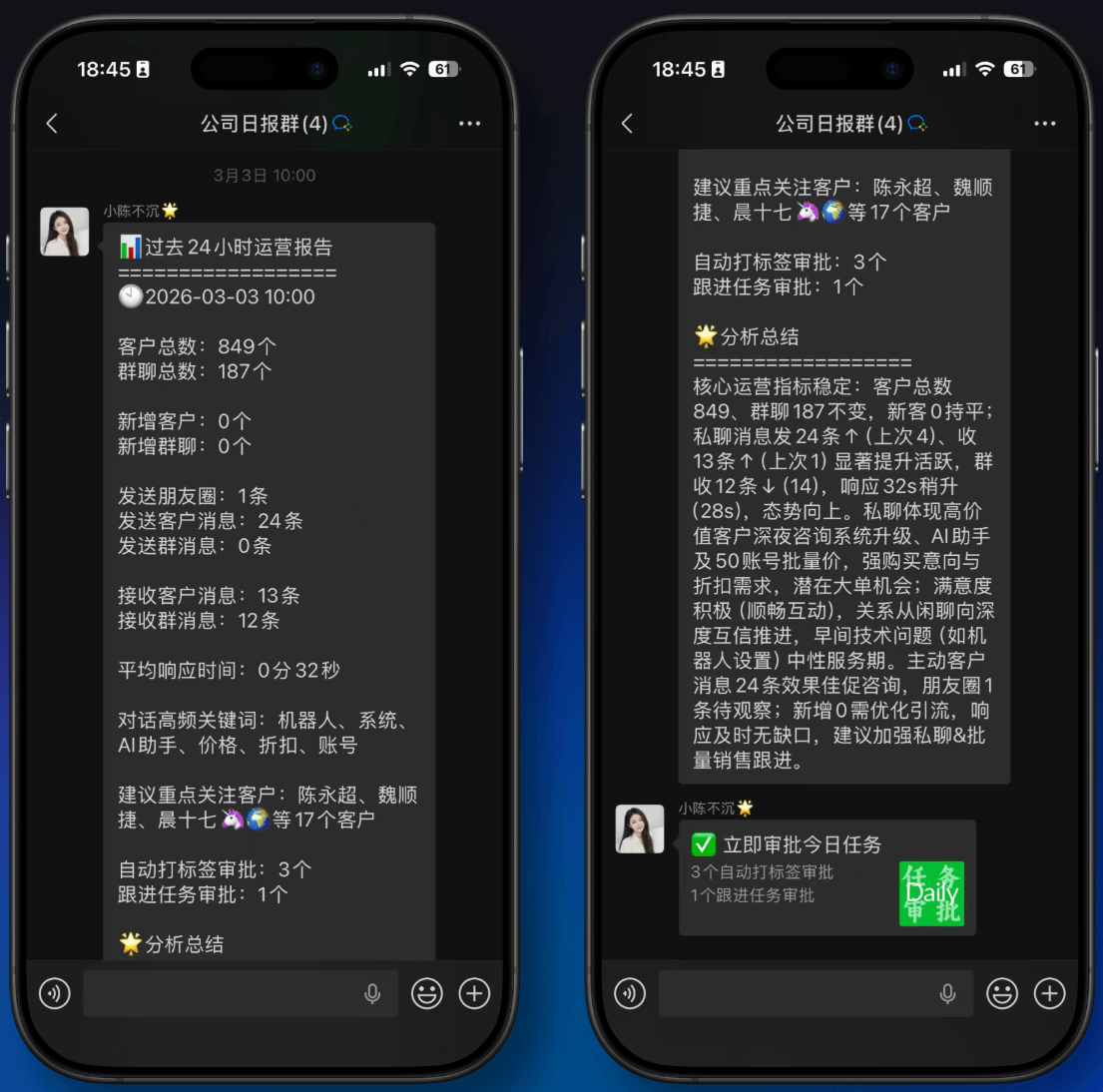 运营数据自动推送